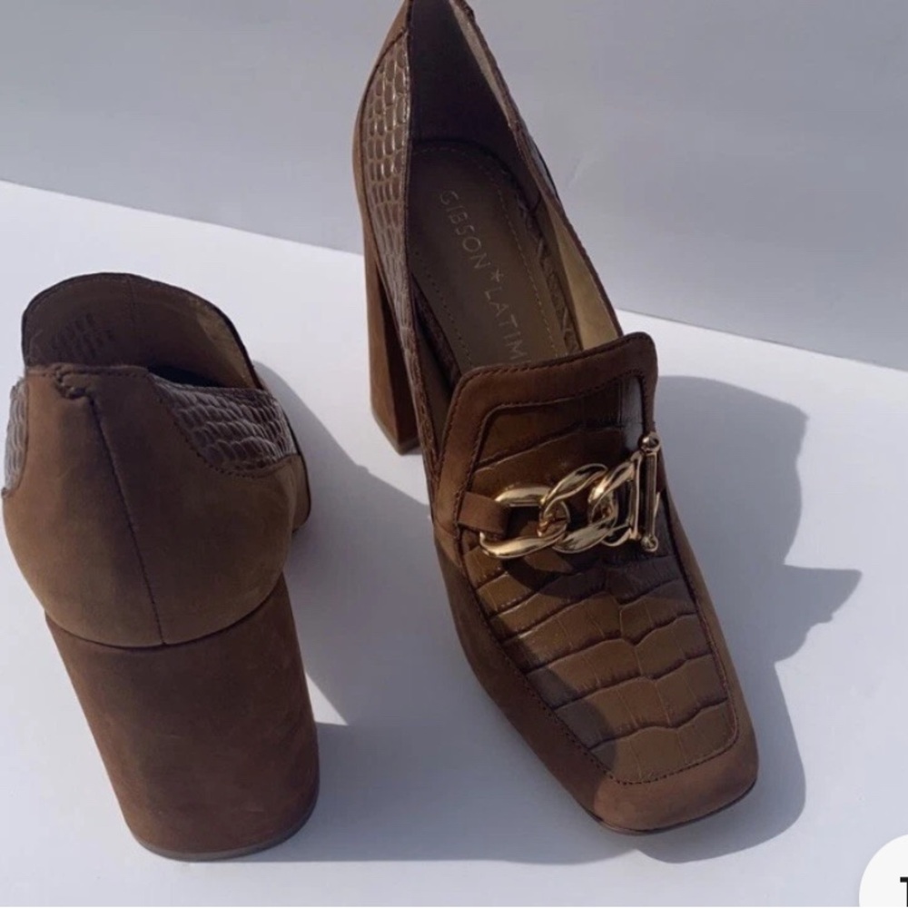 Gibson Latimer Brown Crocodile Pattern Heels - image 1
